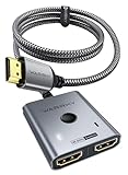 HDMI Switch 4K@60Hz, WARRKY HDMI 2.0 Splitter 2 In 1 Out 【2K@144Hz, 1m Geflochtenes Kabel, HDCP...