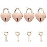 4 Stück Herz Vorhängeschloss Gold Mini Schloss mit Schlüssel Schmuckschachtel Liebesschlösser...