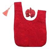 GLEAVI Rote Hanfu Handgelenktasche mit Blumenapplikation Tragbare Damen Handtasche im Japanischen...