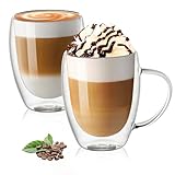 Vicloon Doppelwandige Kaffeegläser 350ml,2 Stück Latte Macchiato Gläser Set mit...