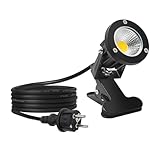 Monsing 7W LED Strahler Warmweiß 2700K mit Clip 2m Kabel mit Stecker Led Garten Beleuchtung...