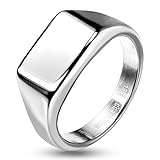 Paula & Fritz® Ring Damen Siegelring Rechteck Silber 316L Chirurgenstahl Größe 52 (16,6)...