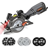 DOVAMAN Mini Handkreissäge, 710W 115mm Handkreissäge w/Laser, 3500RPM, Metall-Hilfsgriff, 43mm...