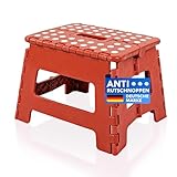 SCHWANFELD® Tritthocker Klapphocker faltbar bis 100kg [Anti-RUTSCHNOPPEN] - Premium Hocker Klappbar...