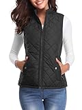 fuinloth Damen Weste, Herbst Leichte Steppweste Westen Ärmellos Jacke Kurz Vest Gilet Schwarz XL