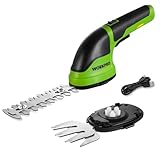 WORKPRO Gartenschere 3,6V, handliche Grasschere und Strauchschere elektrisch mit 2 Messern 2.000mAh...