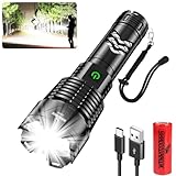 Shadowhawk Led Taschenlampe Extrem Hell, XHP160.2 50000 Lumen Taschenlampe Led Aufladbar USB...