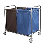 Wäschekorb Aufbewahrungswagen, 2-teiliger Wäschesortierwagen auf Rädern, Wäschewagen für den...