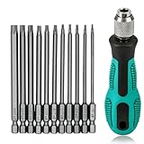 12 Stück Torx Schraubendreher Set T6-T40, 1/4' Magnetischer Torx Set mit Loch S2 Stahl Sechskant...