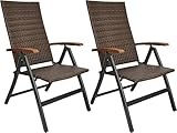 BRUBAKER 2er Set Polyrattan Gartenstuhl Modena - Hochlehner aus Metall und Poly Rattan klappbar -...