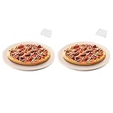 GOSIA 2 x Pizzastein, runder Pizzastein für Grill und Ofen, Pizza-Herstellung, Steak, Pizza-Pfanne...