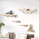 Katzen kletterwand Set mit Katzenbaum Hängematte,Katzen Wandelemente,Katzentreppe Wand,5-Teiliges...