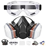 Matlarn Atemschutzmaske Wiederverwendbare Halbgesichtsabdeckung mit Schutzbrille, Gasmaske mit 2...