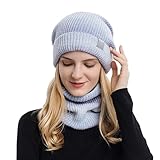 yeeplant Warme klassische winddichte einfache Wintermütze mit Schlaufenschal für Damen –...