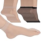 Piriuuo 10 Paar Nylonsocken für Damen, Dünne Durchsichtige Damen Kurz Seidenfein Socken Sommer...