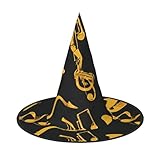 Apbdffjnf Musiknoten Drillings-Druck Halloween Hexenhut Spitzer Hexenhut Kostüm Zubehör für...