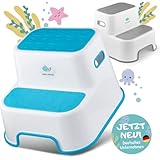 wee whale Tritthocker Kinder 2 Stufen [rutschfeste OBERFLÄCHE] - Hocker Kinder mit pädagogischem...