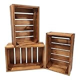 GoodFreshDecor Holzkisten 3er set Weinkiste Obstkiste Gemüsekiste Möbelkisten & Deko...