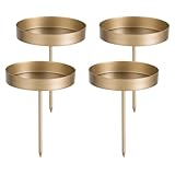 Romadedi Kerzenhalter Adventskranz Gold Stumpenkerzen 6cm: 4er Set Advent Kerzenständer ohne Dorn...
