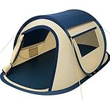 CampFeuer Zelt Quiki für 2 Personen | Creme/Blau | Wurfzelt Aufbau in 2 Sekunden, Wasserabweisend |...