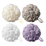 flintronic 4 Stück Badeschwamm, 60g Dusch-Luffa-Kugeln, Masche Schäumend Duschschwamm Körper,...