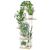 Bamworld Blumenständer Pflanzenständer Blumenhocker Pflanzenregal Indoor Weiss Blumenregal...