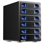 6 Schacht Festplattengehäuse mit Lüfter für 2.5/3.5“ SATA HDD/SSD mit USB A/C 3.0, unterstützt...