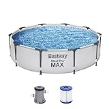 Bestway Steel Pro MAX Frame Pool-Set mit Filterpumpe Ø 305 x 76 cm, lichtgrau, rund