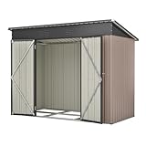 Jaxilyn Metall Gerätehaus 229x111x182cm Gerätehaus mit Pultdach,Gartenhaus Geräteschuppen Garten...