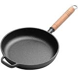 LIYGAOF Gusseisen Pfanne 27cm Bratpfanne Grillpfanne: Ohne Beschichtung Induktion Pfanne Griff aus...