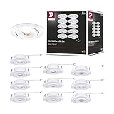 Paulmann 99996 LED Einbauleuchte 10er-Pack schwenkbar 82mm 70° 10x4,8W 10x450lm 230V 3000K Weiß...