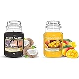 Yankee Candle Duftkerze im Glas (groß) – Black Coconut – Kerze mit langer Brenndauer bis zu 150...