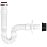 MYLAVABO Siphon Ablaufschlauch 1 1/4' Sifon für Waschbecken, flexibel ausziehbar bis 85cm cm,...