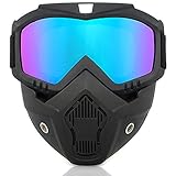 TAIZER Motorradbrille Abnehmbare Motorrad Schutzbrille Staubschutz Brille Abnehmbaren Gesichtsmaske...