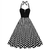 ODIZLI Damen 1950er Retro Kleid Neckholder Polka Dot Swing Kleid Ärmellos Retro Cocktail 50er Jahre...
