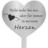 TJUSPIRIT Herz Grabstecker Wetterfest mit Gravur Nicht mehr bei Mir... Aber für Immer in Meinem...