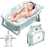 Vautvis Baby Badewanne, Baby Badewanne Faltbar Mit Thermometer und Badematte, Baby Bathtub,...