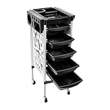 JJsdwin Friseurwagen Rollwagen, Bedienungswagen mit 5 Schubladen und Rollen, Hairdresser Trolley...