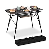 Relaxdays Klapptisch, klappbarer Camping Tisch, höhenverstellbar, Aluminium, faltbar, Alu...