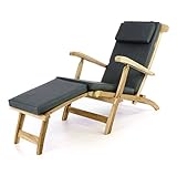 Divero eleganter Deckchair Florentine Liegestuhl Steamer Chair Teakholz unbehandelt inkl....