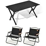 Tragbarer Outdoor-Klapptisch, wetterbeständig, rollbar, Esstisch, für Camping, Picknick, Grillen,...