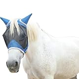 Gallopoff Fliegenmaske Pferd mit Ohren Feinmaschig UV-beständige Fliegenmaske für Pferde Royalblue...