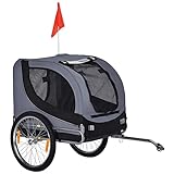 PawHut Hundeanhänger Fahrradanhänger Hundetransporter Hunde Fahrrad Anhänger Grau+Schwarz 130 x...