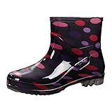 LinRim Damen Regenstiefel Gummistiefel Halbhoch Chelsea Boots Wasserdicht Regenstiefel Gleitfest...