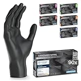 90x ARNOMED Einweghandschuhe Schwarz, Einmalhandschuhe XXL, Nitril Handschuhe Einweg,...