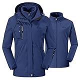 donhobo Damen 3-in-1 Skijacke mit Fleecejacke wasserdichte Regenjacke Outdoorjacke mit Kapuze...