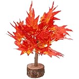 GALPADA Künstlicher Ahornbaum Bonsai Tischdeko Naturgetreue Herbst Dekoration Rot Orange Große...
