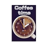 YCGYMX Kreatives Kunst-Kaffee-Poster, Kaffee-Uhr, Poster, dekorative Malerei, Leinwand, Wandposter...