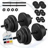ArtSport 2er Hantelset 20kg - Kurzhantel Set mit 2 Kurzhanteln, 12 Gewichte/Hantelscheiben und...