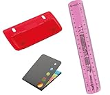 Set Schulbedarf: Mini Taschenlocher, biegsames Lineal 20cm unzerbrechlich transparent Pink und bunte...